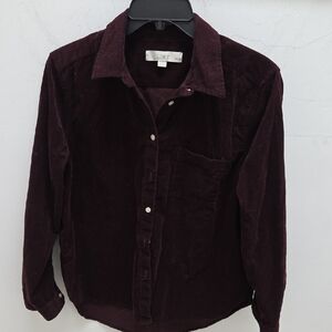 LOFT Women's Deep Burgundy Chorduroy Shirt